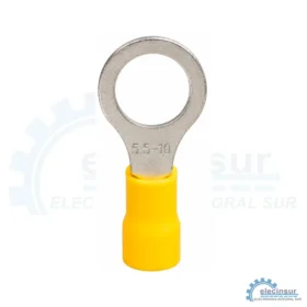 TERMINAL TIPO OJAL AMARILLO Ø 3/8"(10.5MM) 12-10AWG(4-6MM²) 100UND RV5.5-10 CNHOWDER